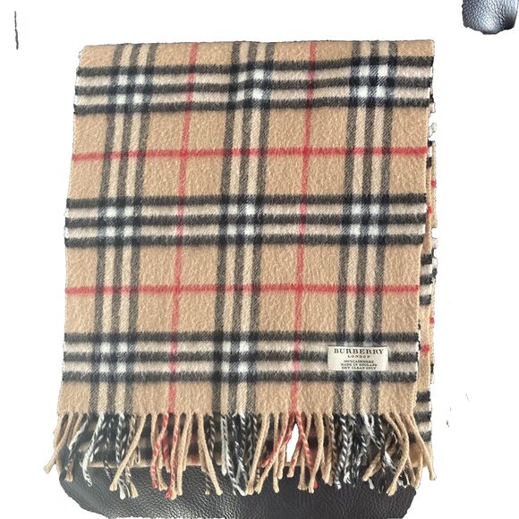 BURBERRY London Vintage Classic Nova Check Knit 100% Cashmere Beige SCARF - Picture 2 of 10